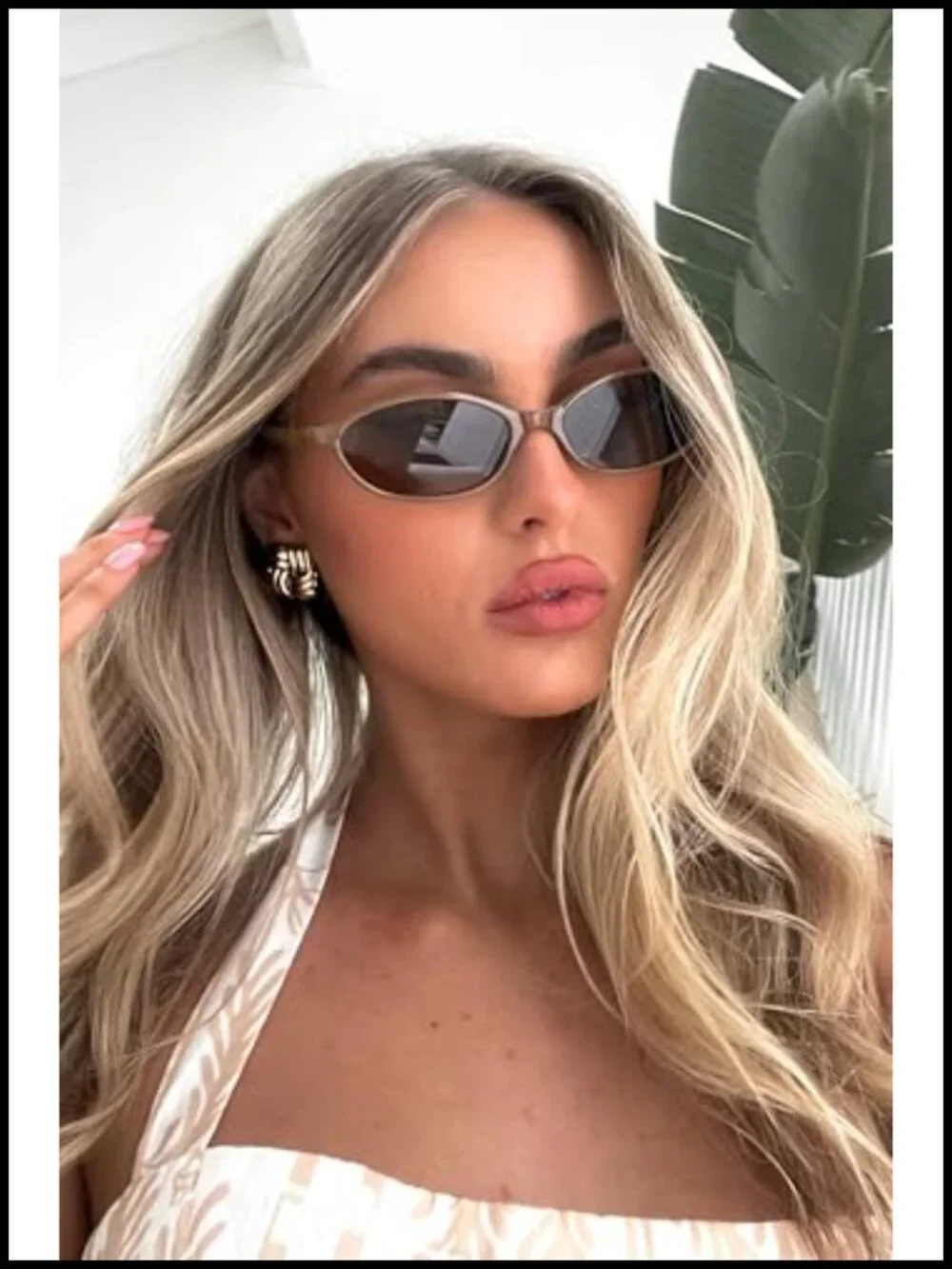 Retro Oval Sunglasses Cat Eye Slimline Lightweight Plastic UV Protection